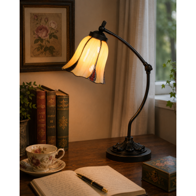 Lampa stołowa Tiffany 5LL-5130 – Ø 15 cm, wysokość 46 cm