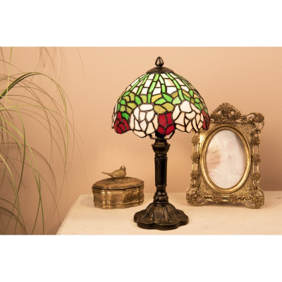 Lampa stołowa Tiffany 5LL-6161– Klasyczna elegancja z motywem róż